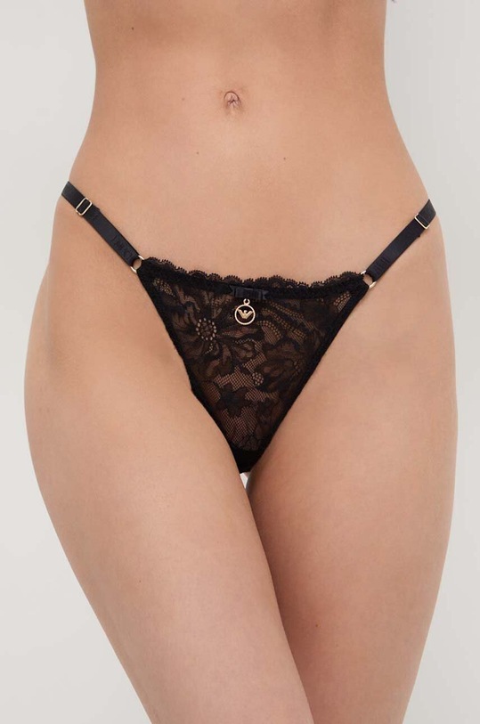 Emporio Armani Underwear stringi koronka czarny 163826.4R206