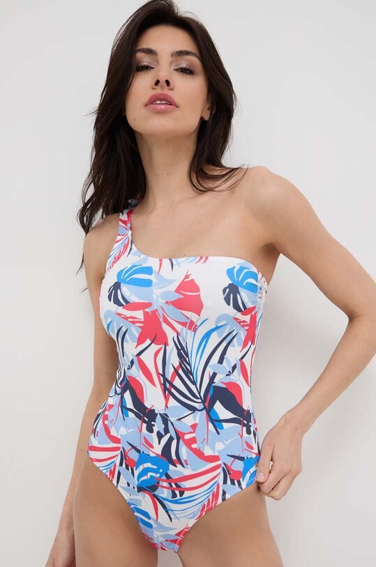 Jednodielne plavky Pepe Jeans LEAF ASY SWIMSUIT bez kostíc červená PLB10496