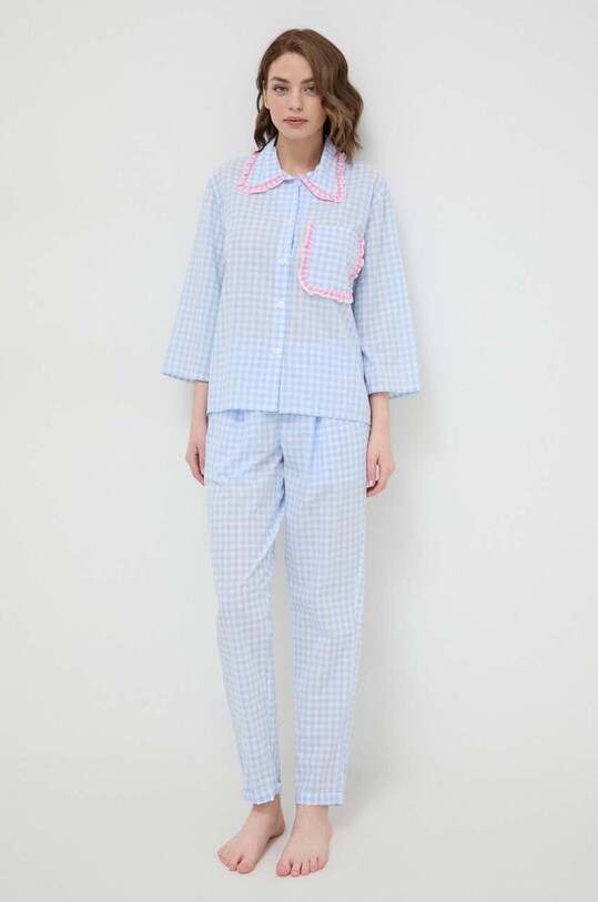 United Colors of Benetton pantaloni pijama bumbac 4LRA3F00F albastru SS24