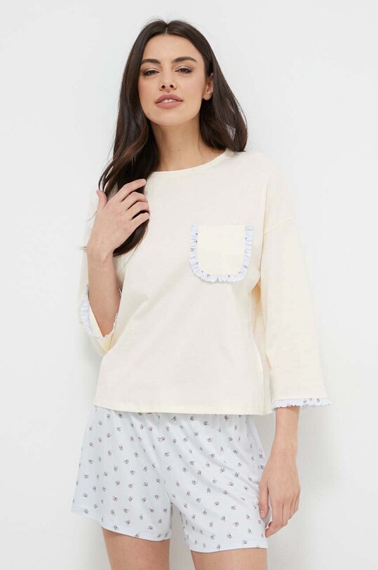 United Colors of Benetton camasa cu maneca lunga din bumbac 30963M05J roz SS24
