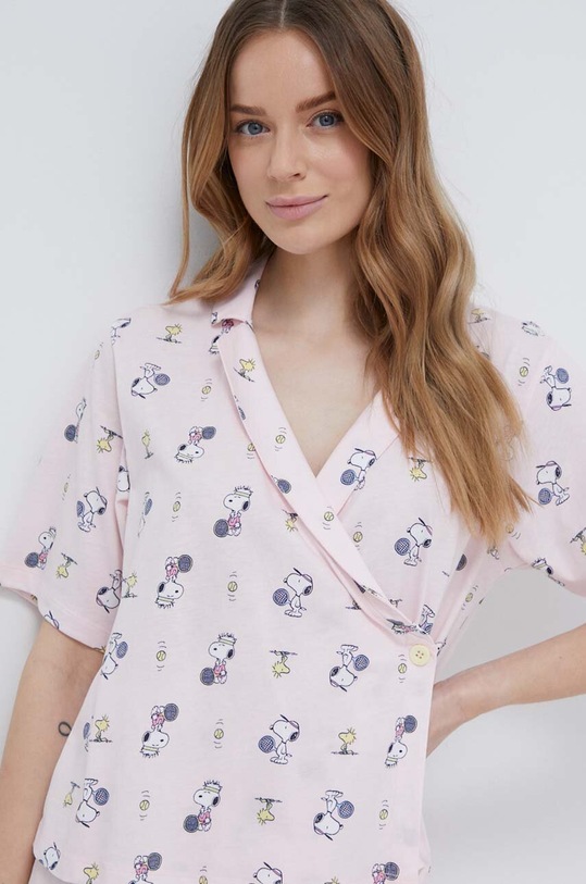 United Colors of Benetton piżama bawełniana x Peanuts różowy 35I73P02O