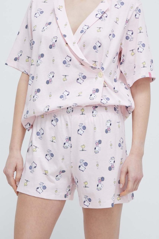 United Colors of Benetton piżama bawełniana x Peanuts 35I73P02O różowy