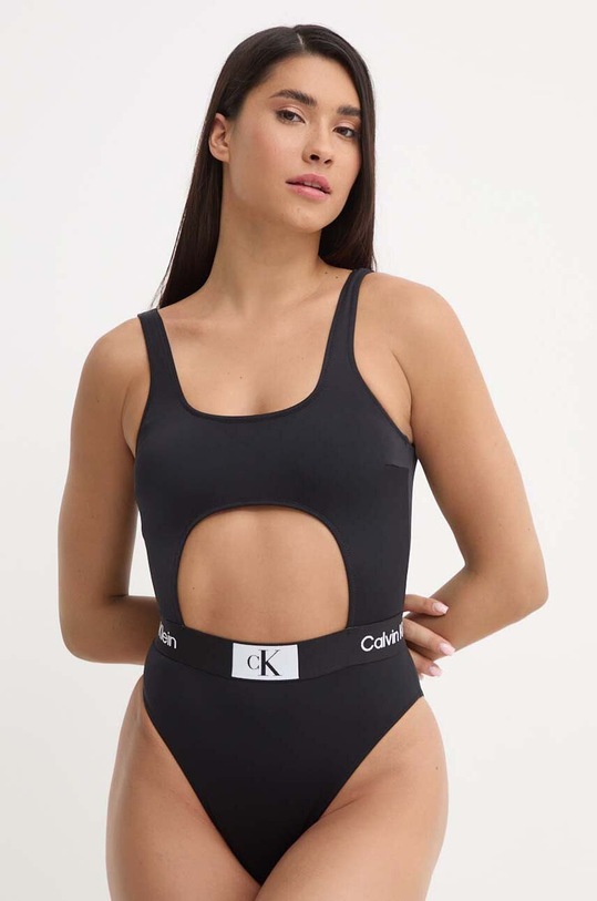 Calvin Klein jednoczęściowy strój kąpielowy bez fiszbinów czarny KW0KW02357