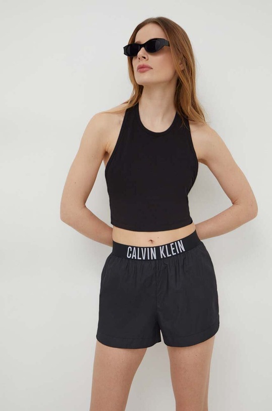 Top παραλίας Calvin Klein KW0KW02481 μαύρο SS24