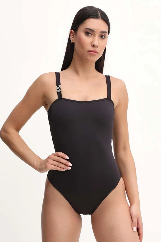 Суцільний купальник MICHAEL Michael Kors SQUARE NECK ONE PIECE з кісточками чорний MM7M528