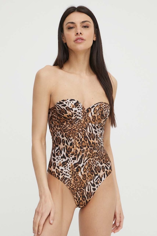 Guess jednoczęściowy strój kąpielowy lekko usztywniana brązowy E4GJ26.MC04R