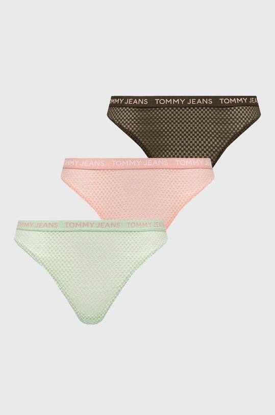 Στρινγκ Tommy Jeans 3-pack πλεκτό ύφασμα πράσινο UW0UW05010