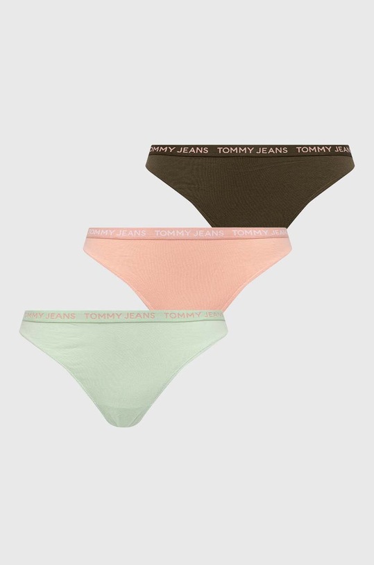 Tommy Jeans stringi 3-pack dzianina zielony UW0UW05011