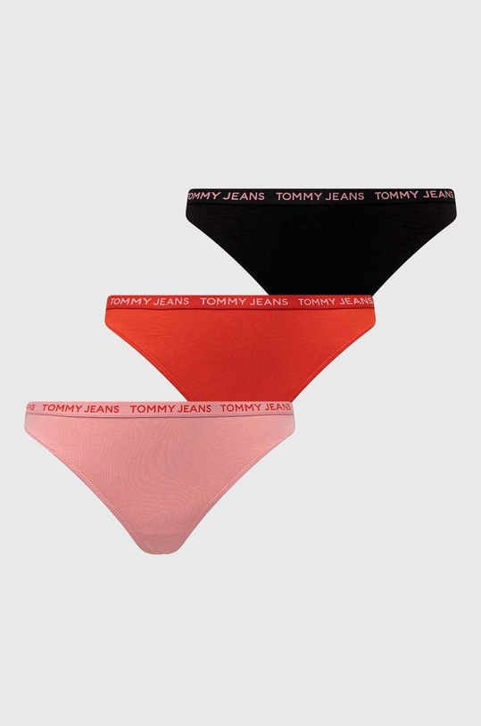 Tommy Jeans stringi 3-pack dzianina czerwony UW0UW05011