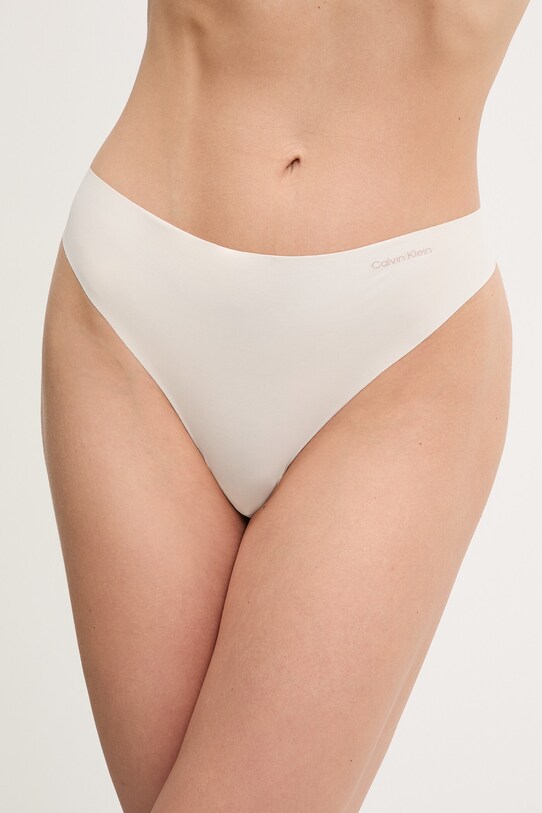 Calvin Klein Underwear stringi dzianina beżowy 0000D3428E