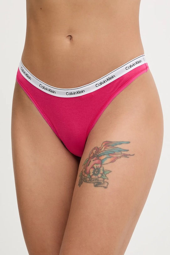 Calvin Klein Underwear stringi dzianina fioletowy 000QD5043E