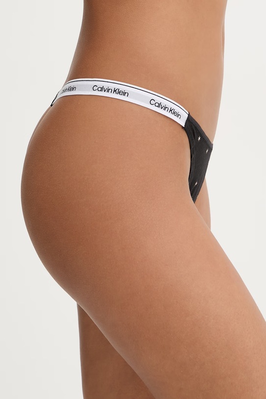 Calvin Klein Underwear tanga dámské bavlněné s elastanem 000QD5157E černá AA00