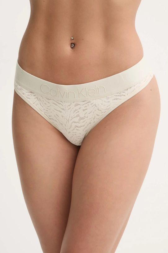 Calvin Klein Underwear stringi dzianina beżowy 000QF7287E