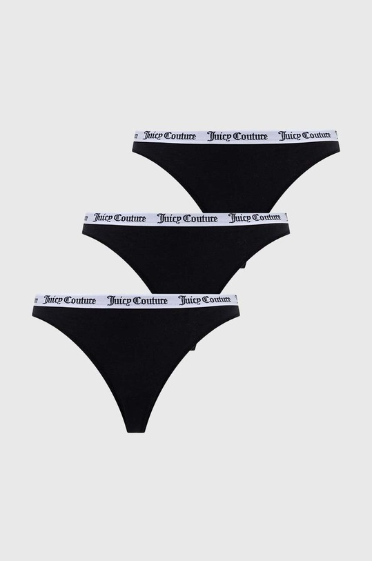 Juicy Couture stringi 3-pack dzianina czarny JCLTH224519.101