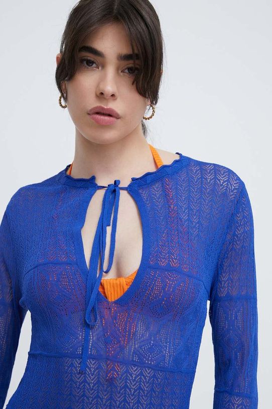 Odzież Desigual sukienka plażowa DRESS EL CAIRO 24SWMF03 niebieski