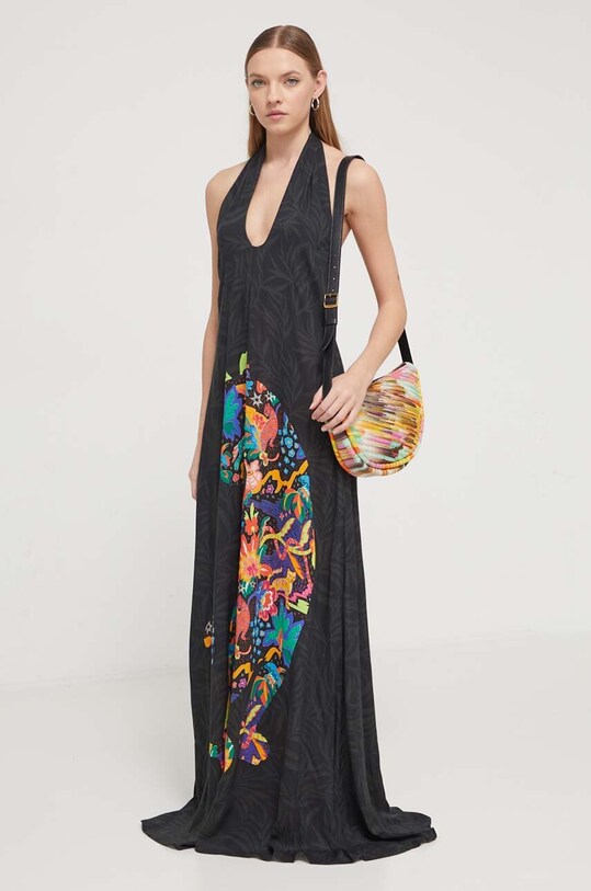 Desigual sukienka plażowa VEST_PANTER czarny 24SWMW14