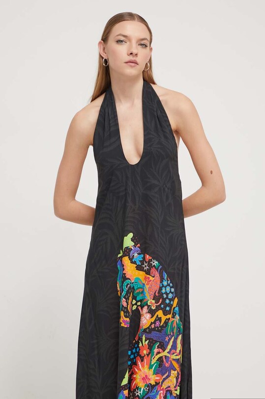 Desigual sukienka plażowa VEST_PANTER 24SWMW14 czarny SS24