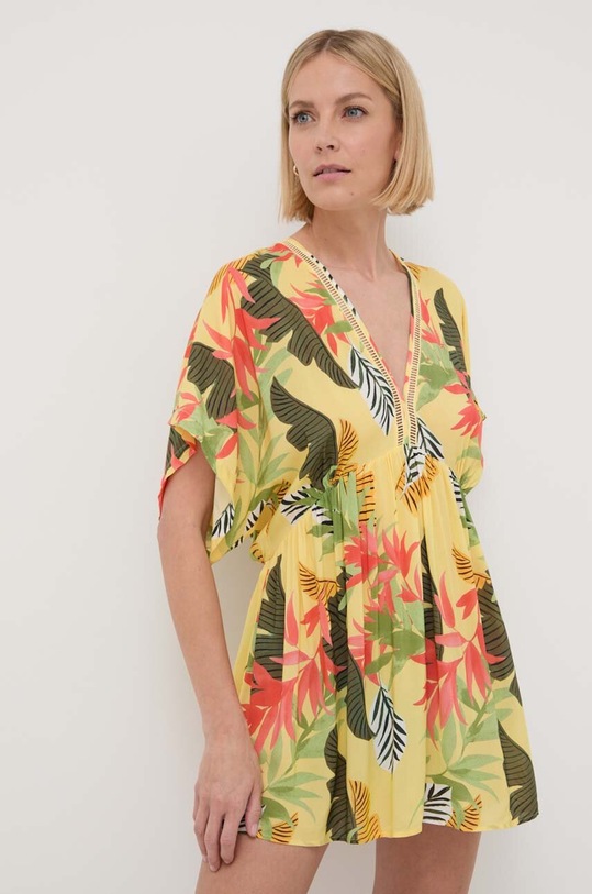 Desigual esarfa de plaja TROPICAL PARTY galben 24SWMW23