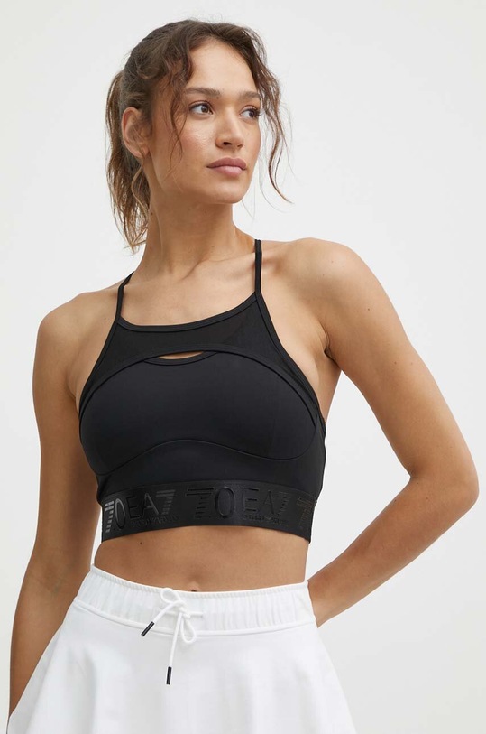 Športová podprsenka EA7 Emporio Armani bez kostíc čierna 3DTH62.TJKLZ.1200