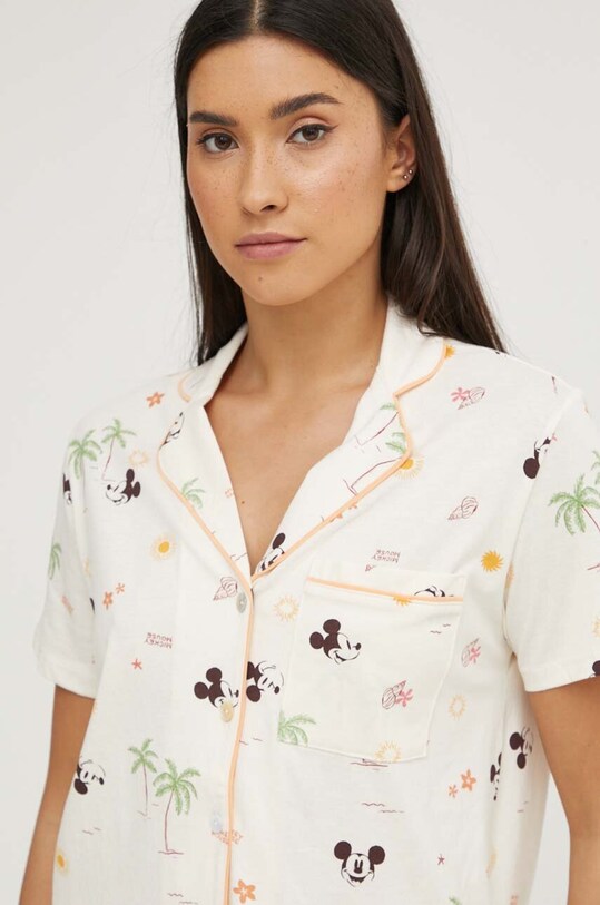 women'secret piżama bawełniana Mickey x Disney 3137661 beżowy