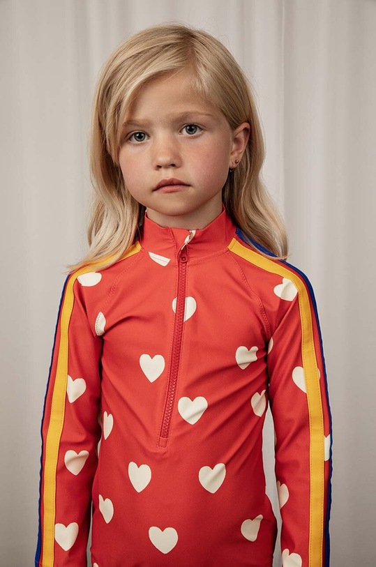 Mini Rodini jednoczęściowy strój kąpielowy dziecięcy Hearts 2428011442 pomarańczowy