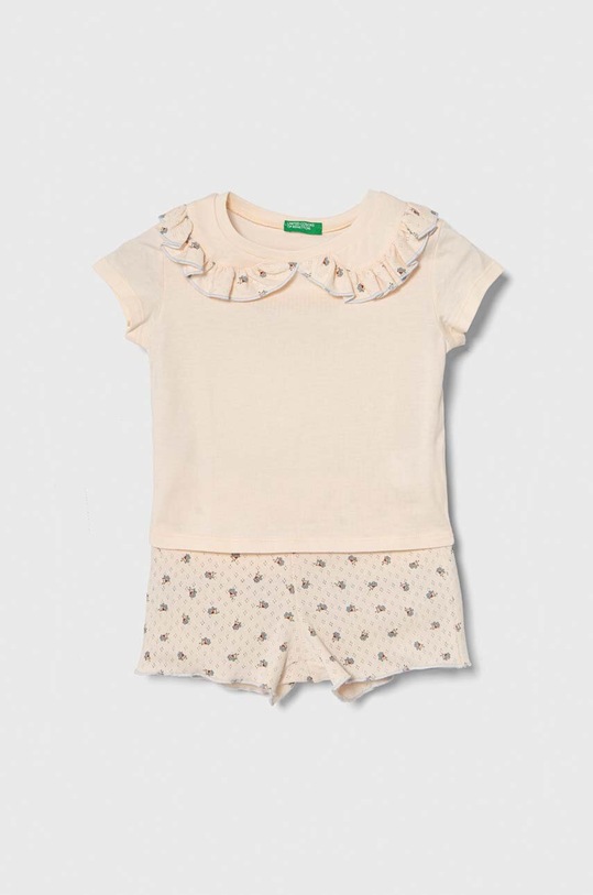 United Colors of Benetton piżama bawełniana dziecięca wzorzyste pomarańczowy 30960P061.G.Seasonal