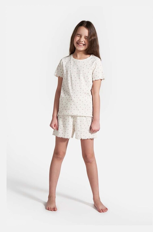 Coccodrillo pijamale de bumbac pentru copii set bej WC4448223PJS