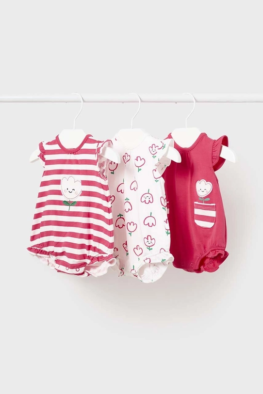 Bodi za bebe Mayoral Newborn 3-pack print crvena 1713.2J.Newborn.PPYH