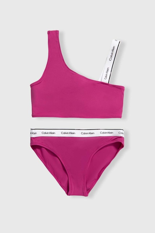 Calvin Klein Jeans dwuczęściowy strój kąpielowy dziecięcy komplet fioletowy KY0KY00063.PPYH