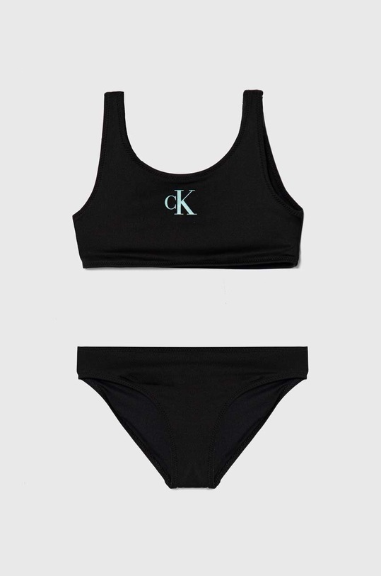 Calvin Klein Jeans dwuczęściowy strój kąpielowy dziecięcy komplet czarny KY0KY00067.PPYH