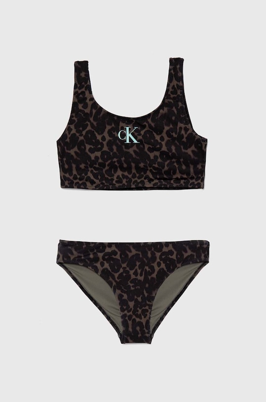 Dvoudílné dětské plavky Calvin Klein Jeans měkké zelená KY0KY00068.PPYH