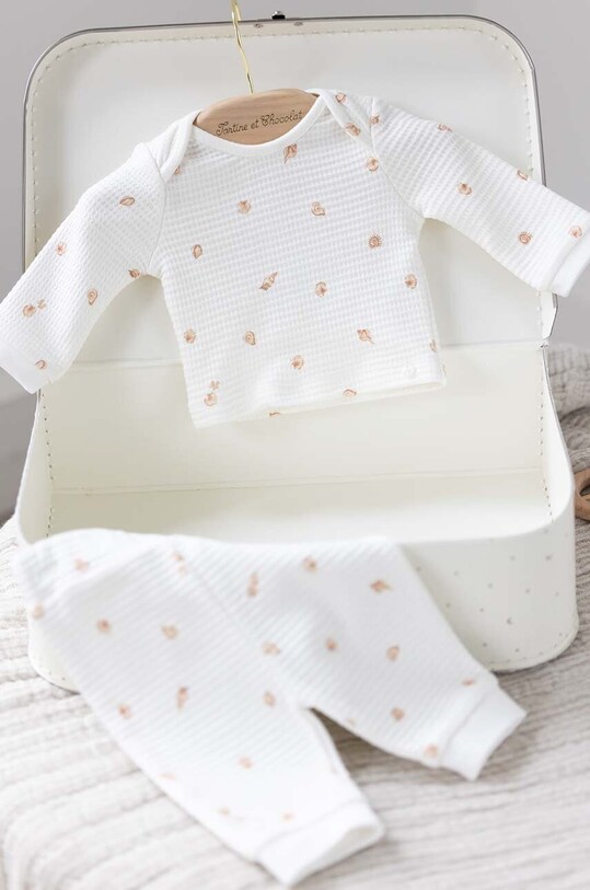 Tartine et Chocolat pijamale de bumbac pentru copii set alb TY54110.80.86