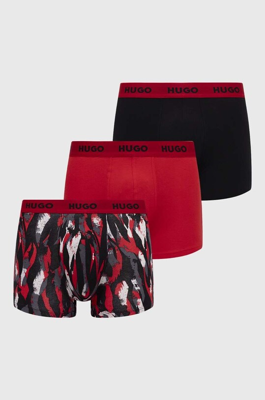 Boxerky HUGO 3-pak jednofarebný červená 50510192