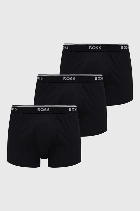 Bavlnené boxerky BOSS 3-pak melanž čierna 50475685
