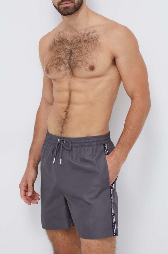 Calvin Klein szorty kąpielowe Planet friendly szary KM0KM00810