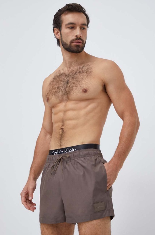 Calvin Klein szorty kąpielowe Planet friendly brązowy KM0KM00920