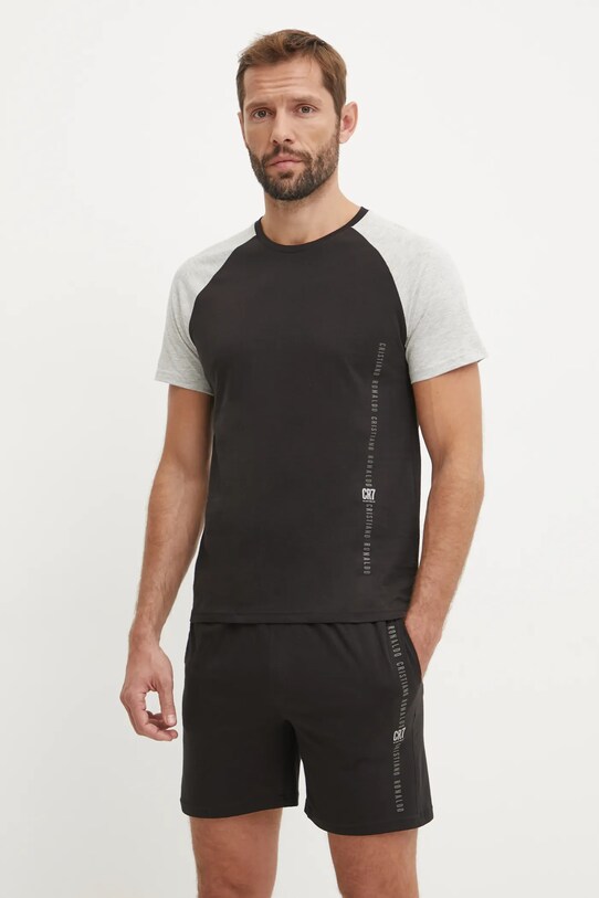 CR7 Cristiano Ronaldo pijamale de bumbac 8730.41.924 negru SS24