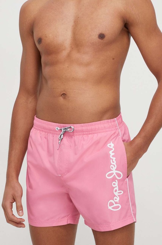Pepe Jeans szorty kąpielowe LOGO SWIMSHORT Planet friendly różowy PMB10393