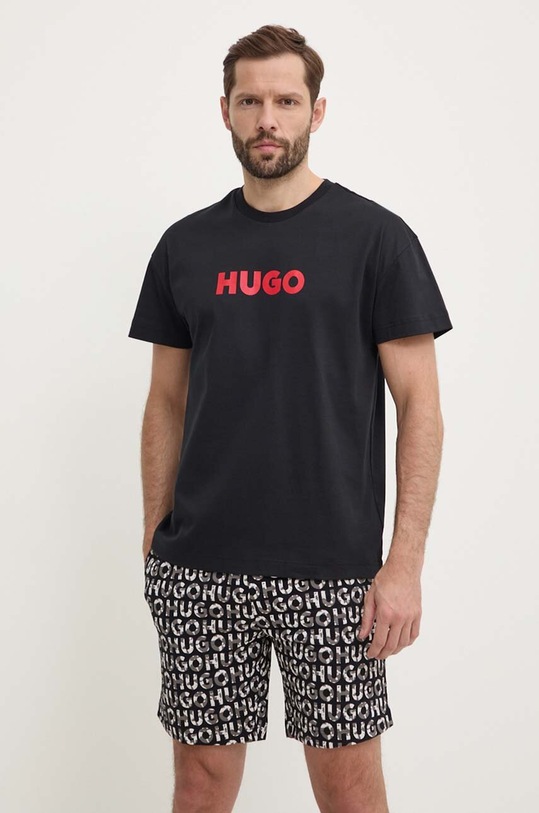 HUGO set de pijama de bumbac cu modele negru 50514972
