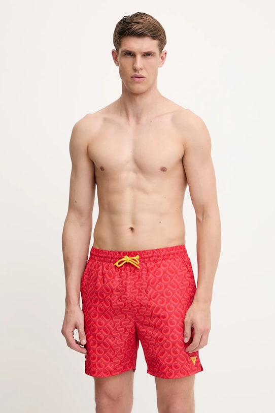 Guess pantaloncini da bagno Planet friendly rosso F4GT06.WG2A2
