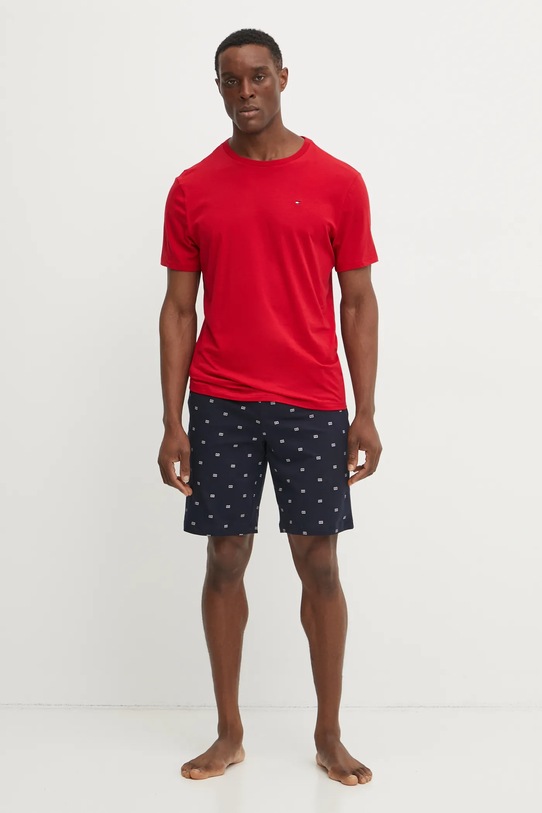 Bavlněné pyžamo Tommy Hilfiger hladký červená UM0UM02319