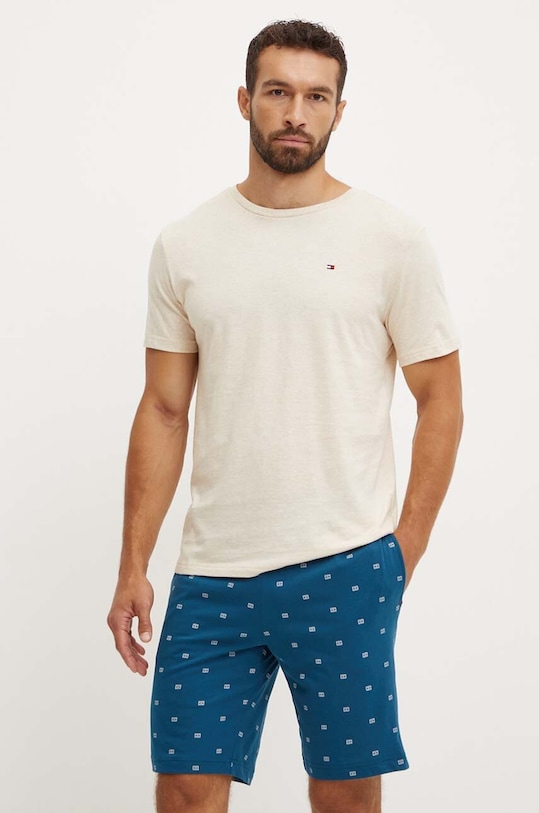 Bavlněné pyžamo Tommy Hilfiger hladký béžová UM0UM02319