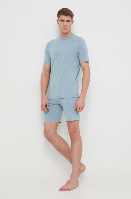Pyžamo Calvin Klein Underwear pletenina modrá 000NM2428E