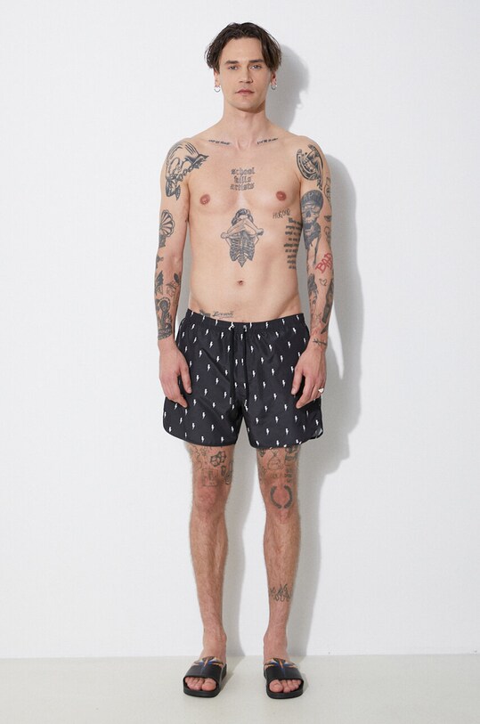 Neil Barrett pantaloni scurti de baie All-Over Micro Bolts MY58026A.Y068.524N negru SS24