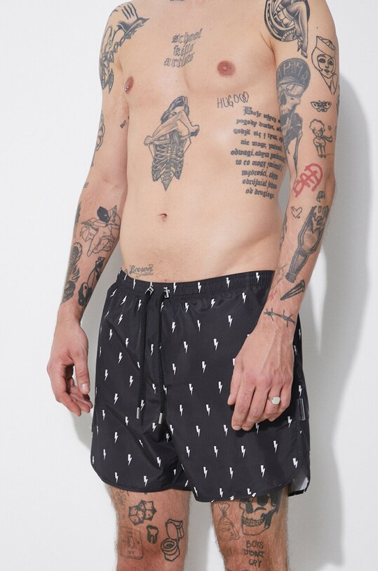 Neil Barrett pantaloni scurti de baie All-Over Micro Bolts negru MY58026A.Y068.524N
