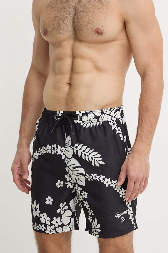 Superdry pantaloni scurti de baie Planet friendly negru M3010232A.2BW