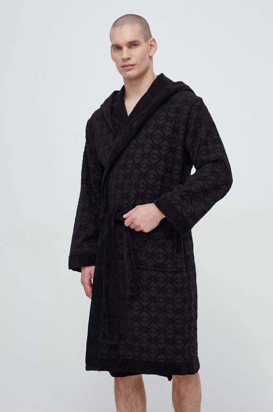United Colors of Benetton szlafrok bawełniany 6FH328016 czarny SS24