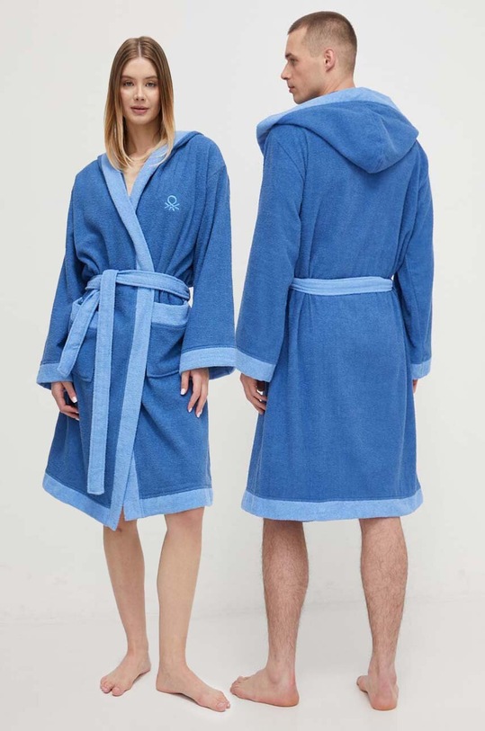 Халат United Colors of Benetton изчистен син 6ORG28015