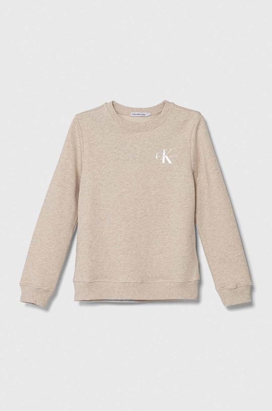 Detská bavlnená mikina Calvin Klein Jeans bavlna béžová IU0IU00397.PPYH