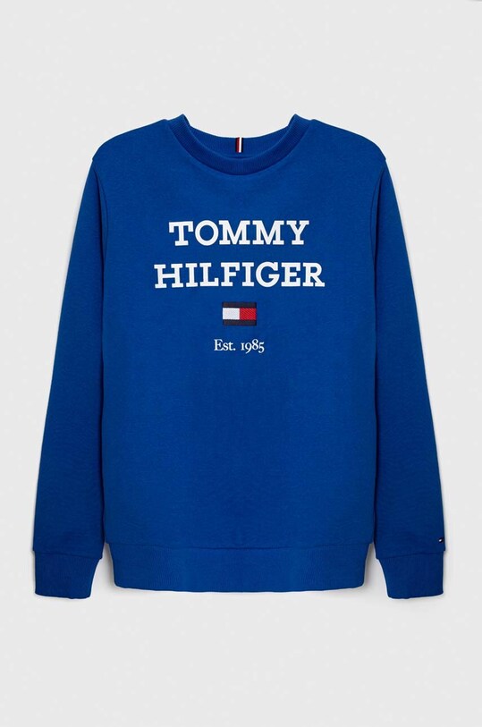 Dětská mikina Tommy Hilfiger bez kapuce modrá KB0KB08713.128.176.PPYH
